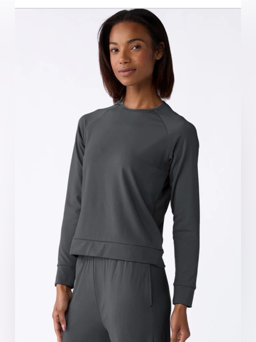 Cozy Earth Charcoal Gray Brushed Viscose Made from Bamboo Pullover Crew SZ Large